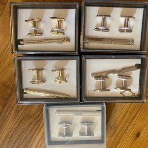 cuff links with tie clip set